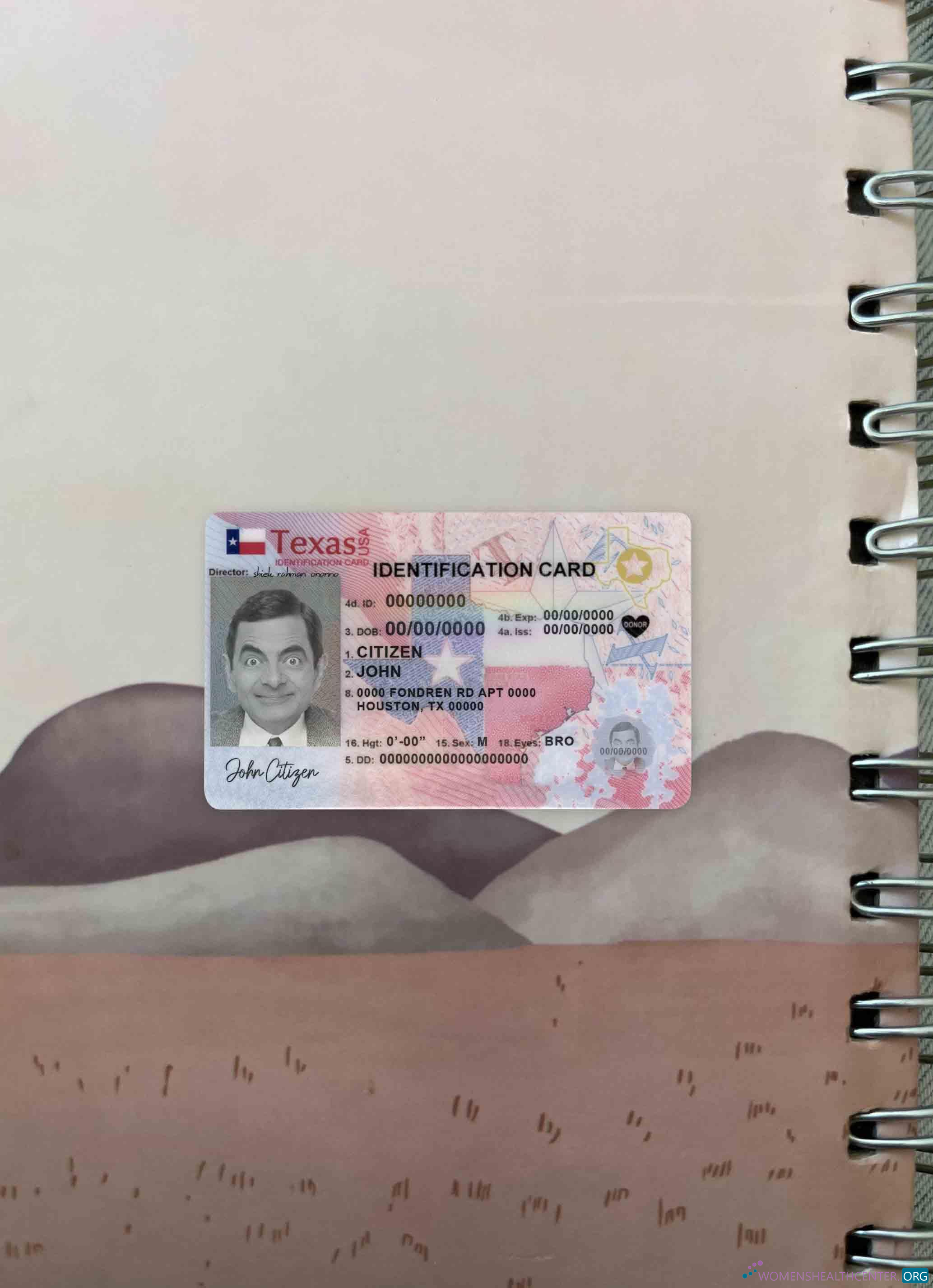 Download USA Texas New ID photolook FRONT Photoshop template
